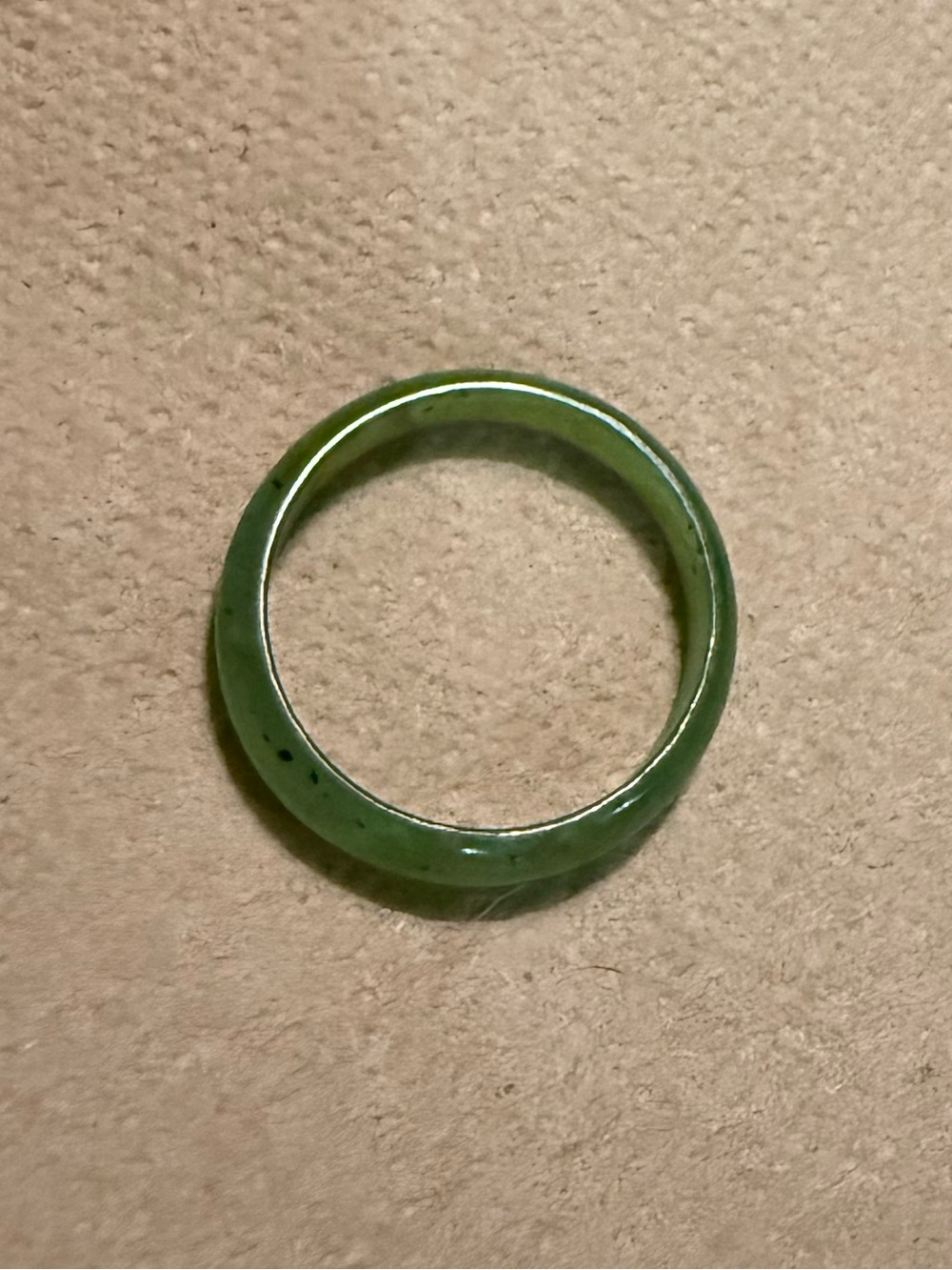 Authentic Natural Canadian Nephrite Green Jade Narrow Band Ring